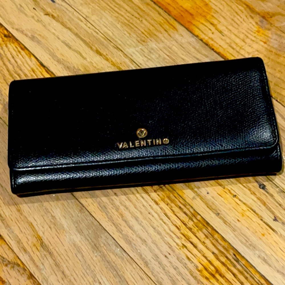Valentino continental black leather wallet